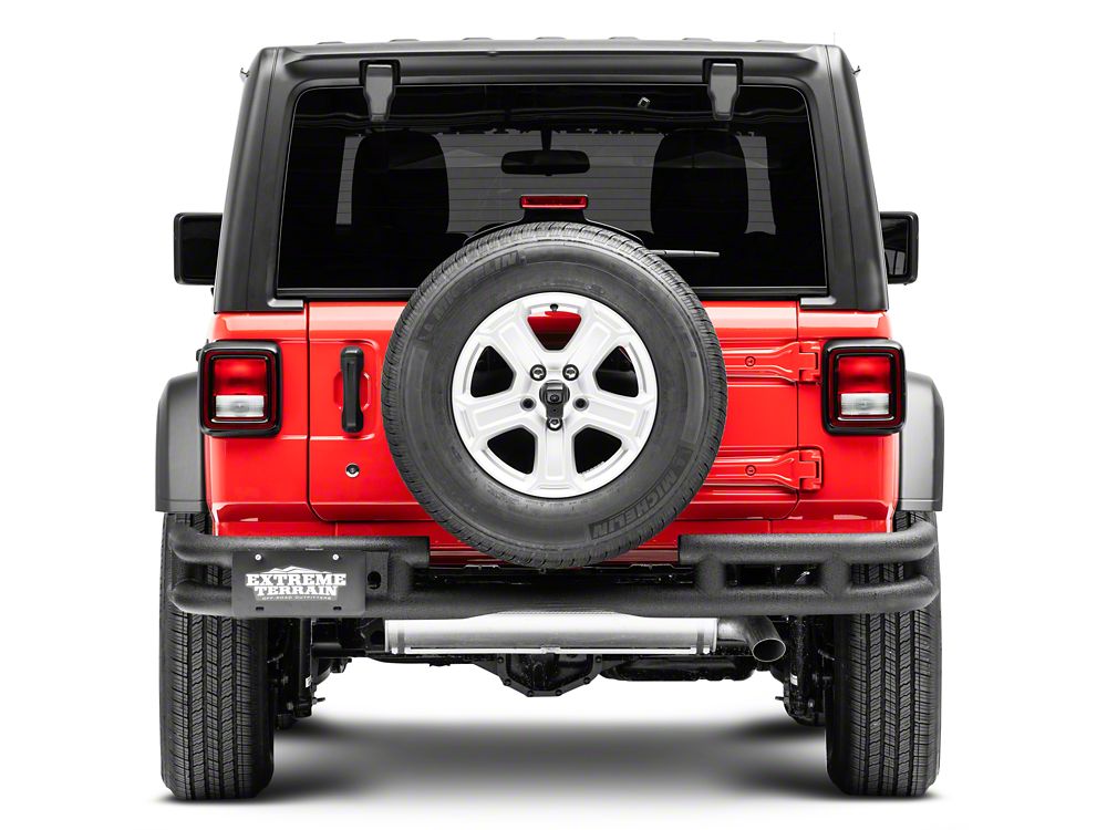 RedRock Tubular Rear Bumper with Wrap Around; Textured Black (18-25 Jeep Wrangler JL)