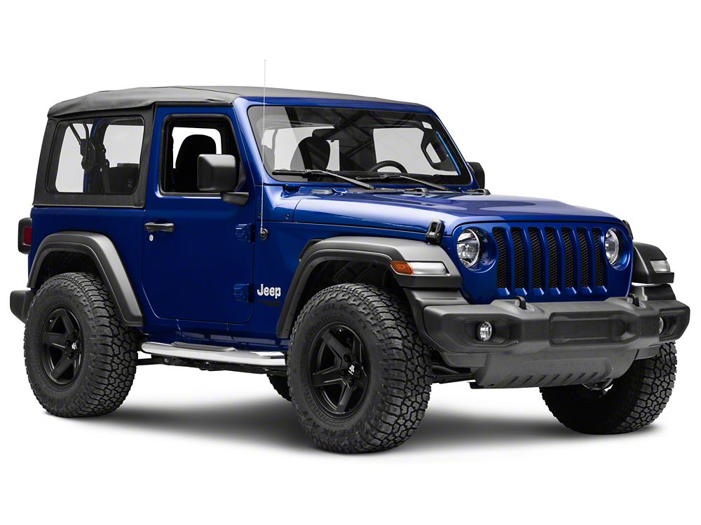 RedRock 3-Inch Round Curved Side Step Bars; Stainless Steel (18-25 Jeep Wrangler JL 2-Door)