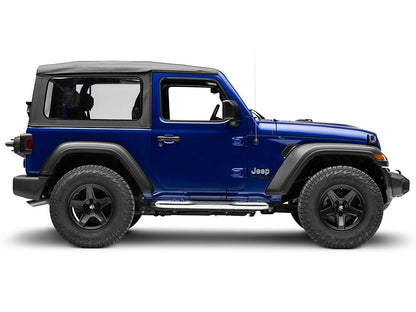 RedRock 3-Inch Round Curved Side Step Bars; Stainless Steel (18-25 Jeep Wrangler JL 2-Door)