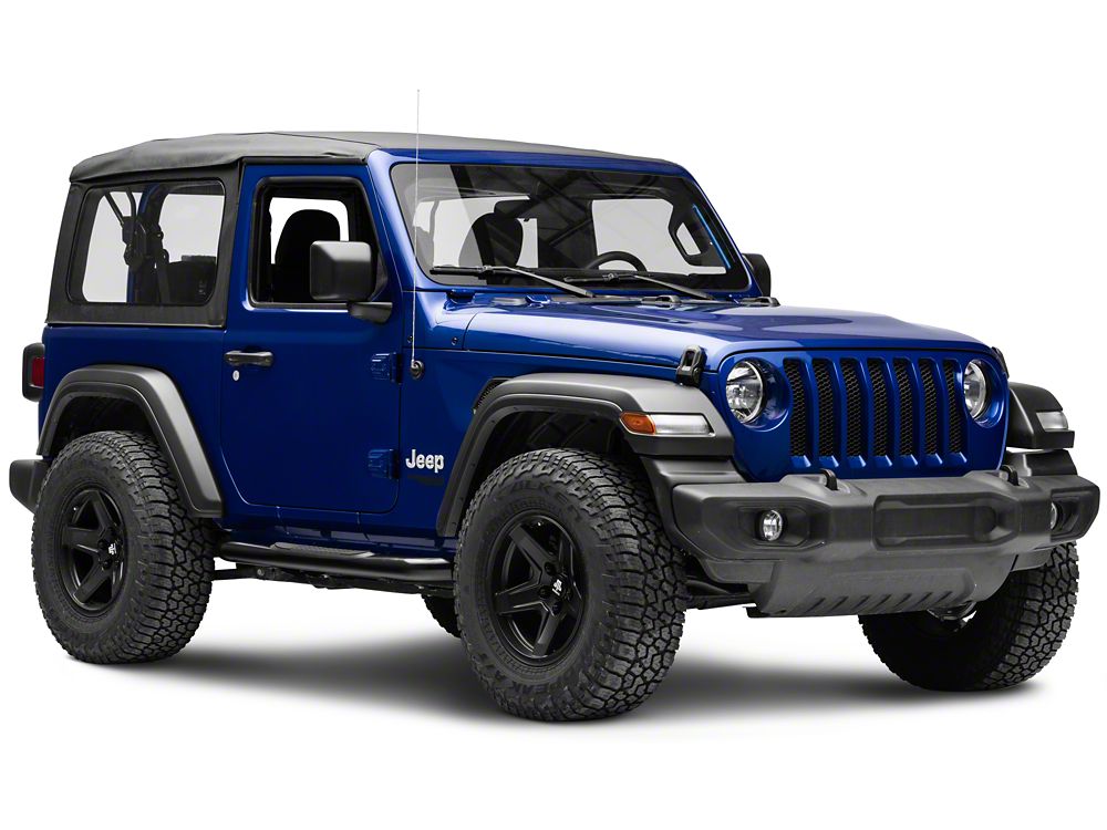 RedRock 3-Inch Round Curved Side Step Bars; Semi-Gloss Black (18-25 Jeep Wrangler JL 2-Door)
