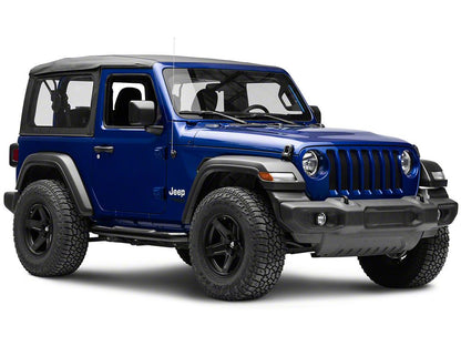 RedRock 3-Inch Round Curved Side Step Bars; Semi-Gloss Black (18-25 Jeep Wrangler JL 2-Door)