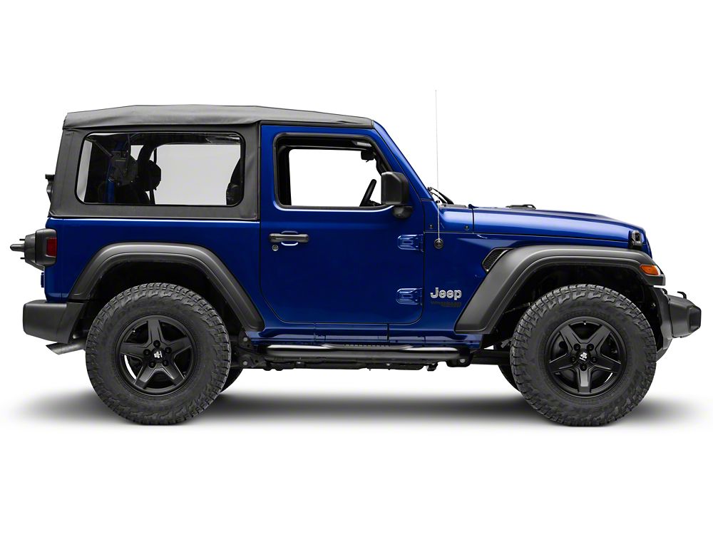 RedRock 3-Inch Round Curved Side Step Bars; Semi-Gloss Black (18-25 Jeep Wrangler JL 2-Door)