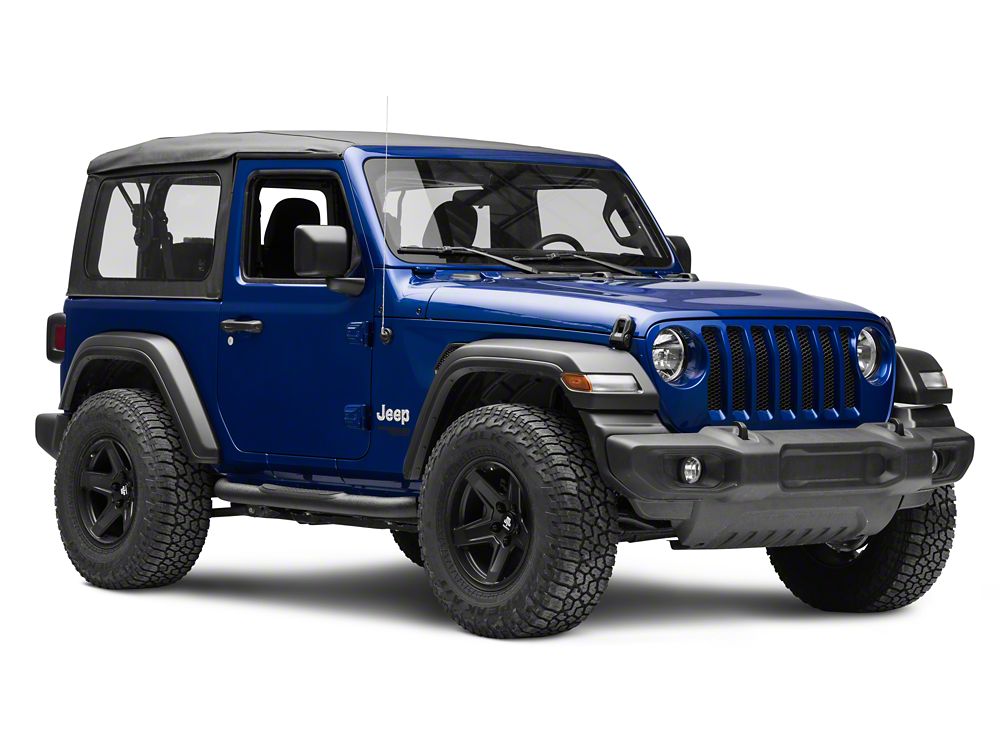 RedRock 3-Inch Round Curved Side Step Bars; Textured Black (18-25 Jeep Wrangler JL 2-Door)