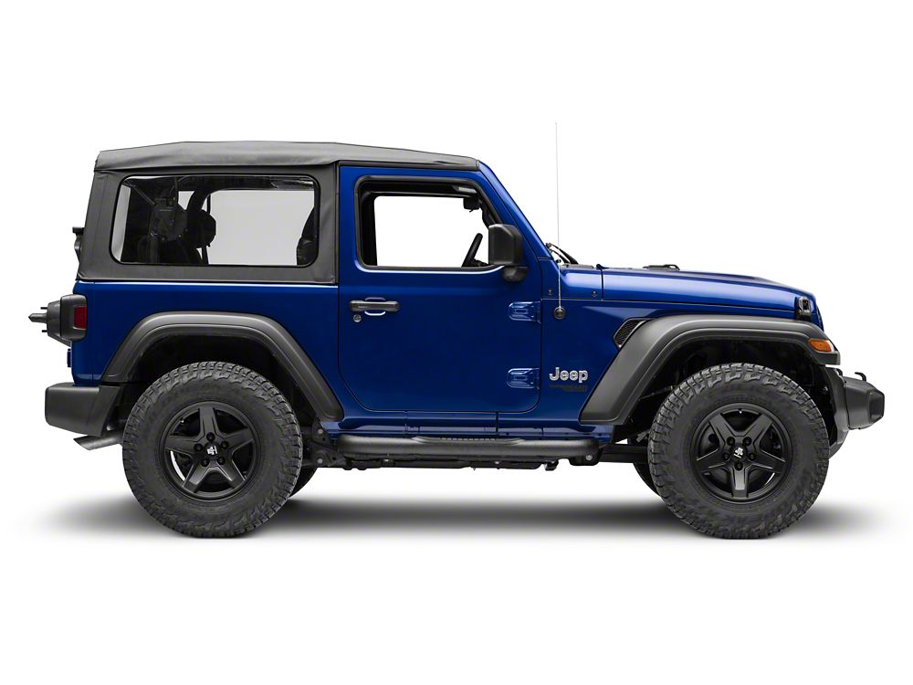 RedRock 3-Inch Round Curved Side Step Bars; Textured Black (18-25 Jeep Wrangler JL 2-Door)