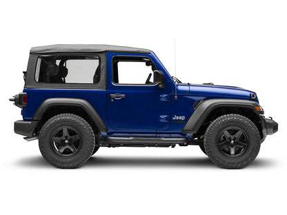 RedRock 3-Inch Round Curved Side Step Bars; Textured Black (18-25 Jeep Wrangler JL 2-Door)