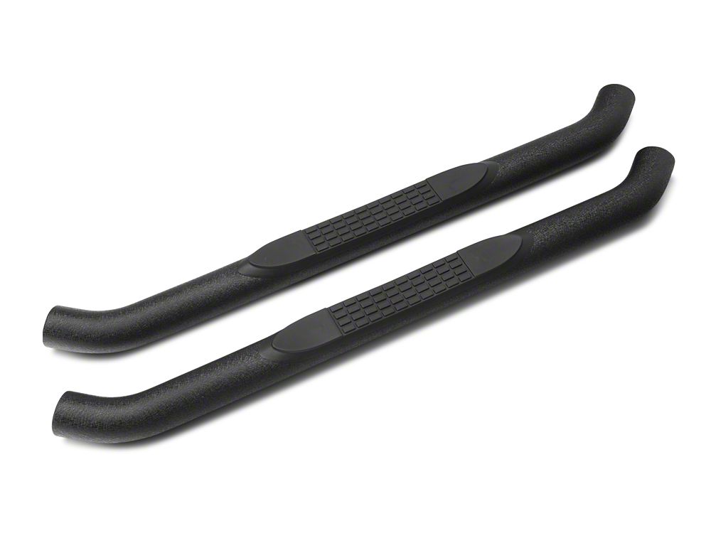 RedRock 3-Inch Round Curved Side Step Bars; Textured Black (18-25 Jeep Wrangler JL 2-Door)