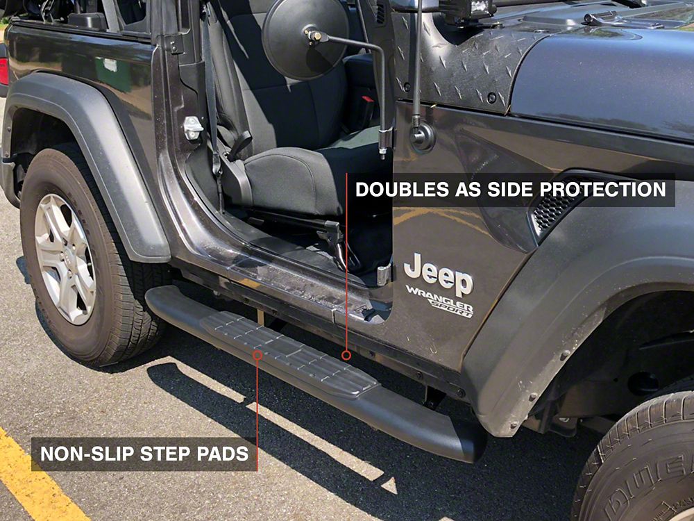 RedRock PNC Side Step Bars; Textured Black (18-25 Jeep Wrangler JL 2-Door)