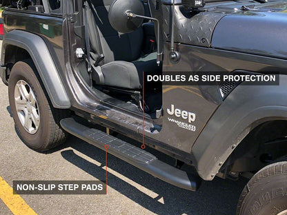 RedRock PNC Side Step Bars; Textured Black (18-25 Jeep Wrangler JL 2-Door)