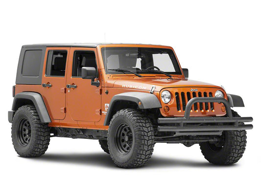 RedRock Tubular Front Bumper; Textured Black (07-18 Jeep Wrangler JK)