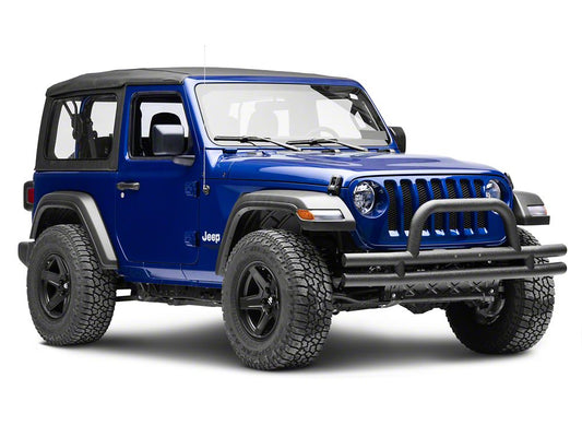 RedRock Tubular Front Bumper; Textured Black (18-25 Jeep Wrangler JL)