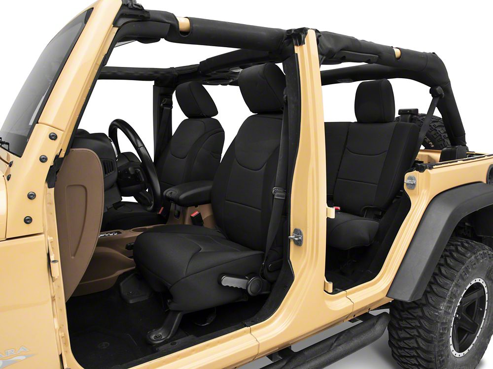 RedRock Custom Fit Front and Rear Seat Covers; Black (13-18 Jeep Wrangler JK 4-Door)
