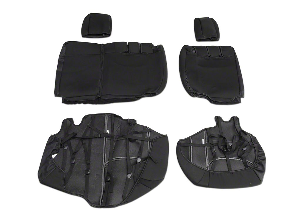 RedRock Custom Fit Front and Rear Seat Covers; Black (13-18 Jeep Wrangler JK 4-Door)
