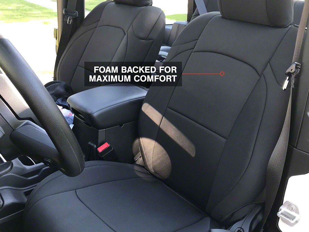 RedRock Custom Fit Front and Rear Seat Covers; Black (18-25 Jeep Wrangler JL 2-Door)