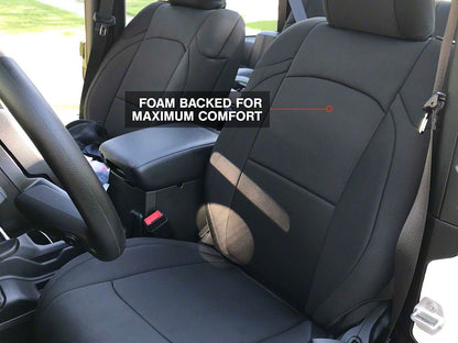 RedRock Custom Fit Front and Rear Seat Covers; Black (18-25 Jeep Wrangler JL 2-Door)