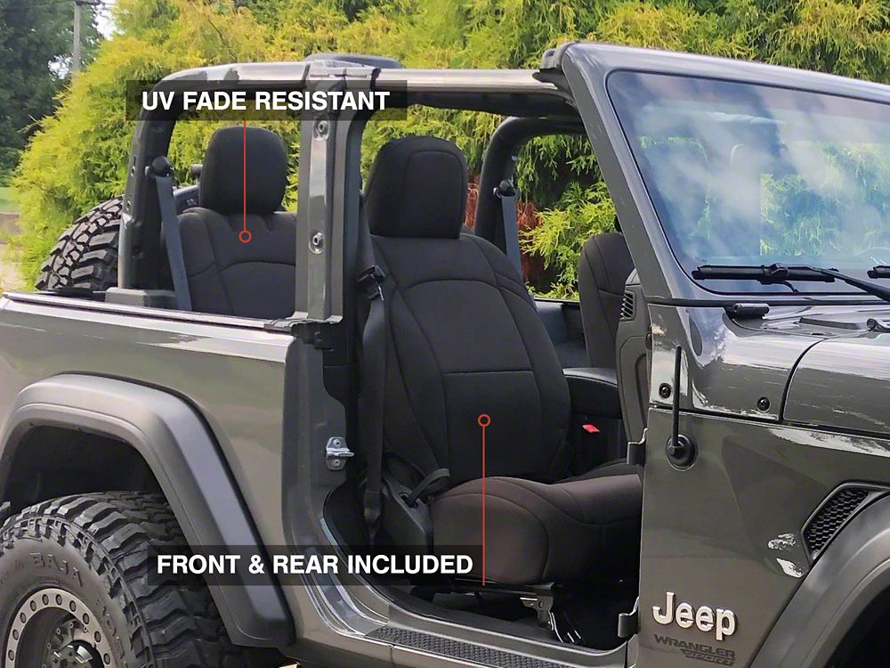 RedRock Custom Fit Front and Rear Seat Covers; Black (18-25 Jeep Wrangler JL 2-Door)