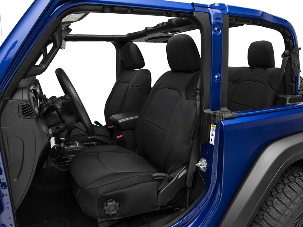RedRock Custom Fit Front and Rear Seat Covers; Black (18-25 Jeep Wrangler JL 2-Door)