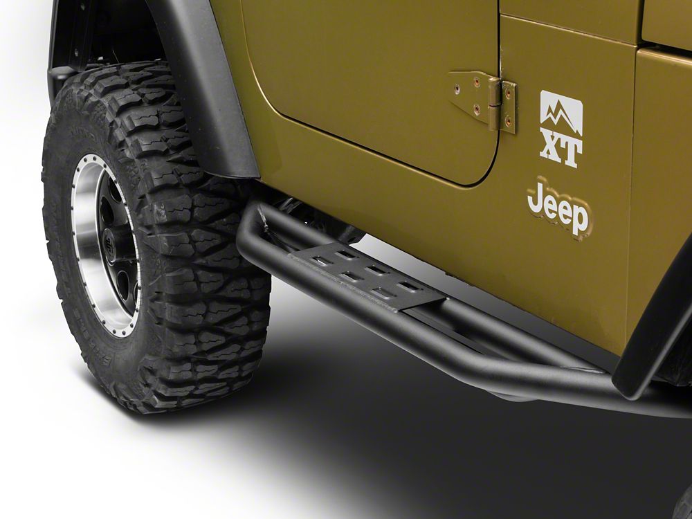RedRock Side Armor with Step Pads; Textured Black (87-06 Jeep Wrangler YJ & TJ, Excluding Unlimited)