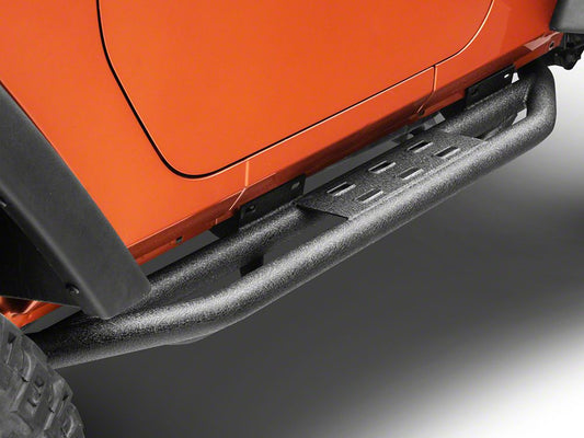 RedRock Side Armor with Step Pads; Textured Black (07-18 Jeep Wrangler JK 2-Door)