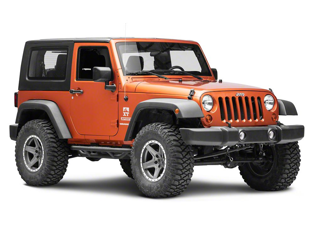 RedRock Side Armor with Step Pads; Textured Black (07-18 Jeep Wrangler JK 2-Door)