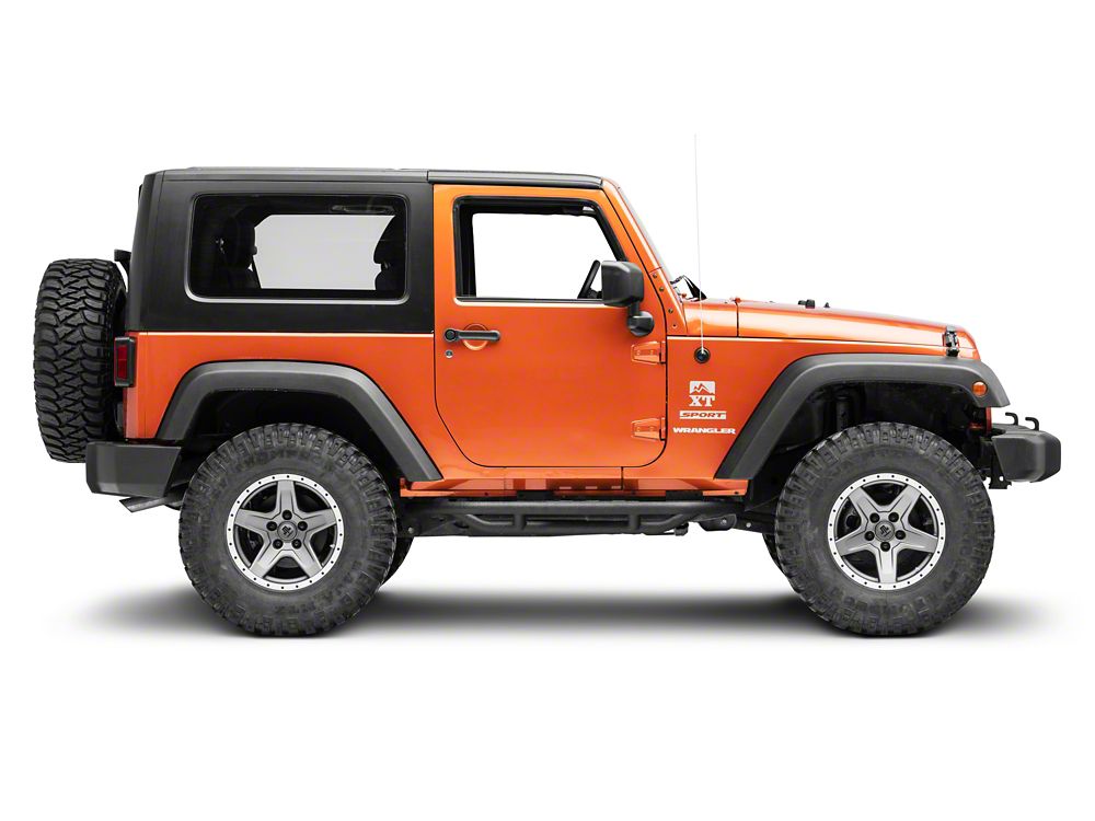 RedRock Side Armor with Step Pads; Textured Black (07-18 Jeep Wrangler JK 2-Door)