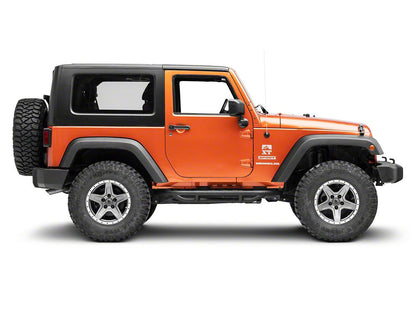 RedRock Side Armor with Step Pads; Textured Black (07-18 Jeep Wrangler JK 2-Door)