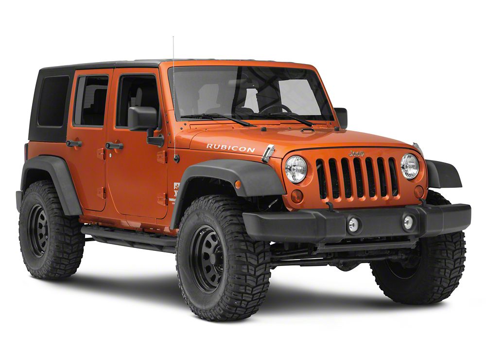 RedRock Side Armor with Step Pads; Textured Black (07-18 Jeep Wrangler JK 4-Door)