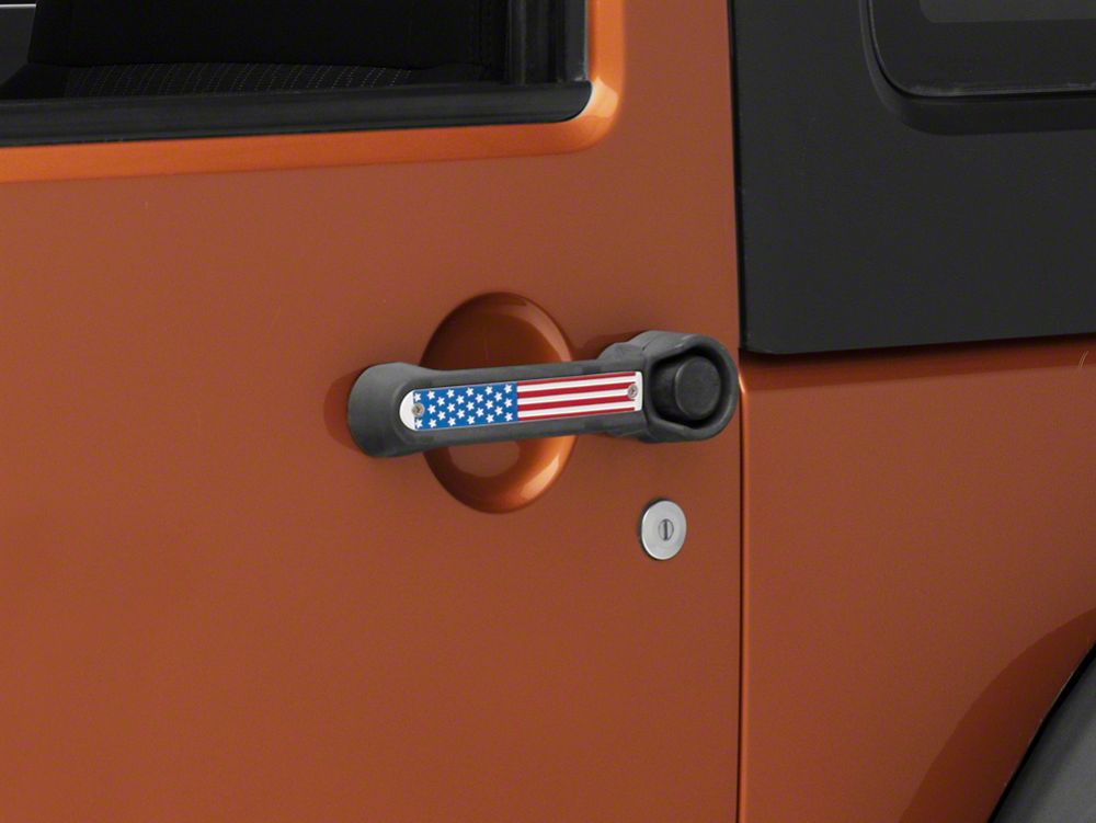 RedRock Old Glory Door Handle Inserts; Red, White and Blue (07-18 Jeep Wrangler JK 2-Door)