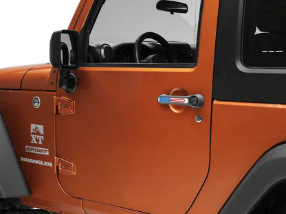RedRock Old Glory Door Handle Inserts; Red, White and Blue (07-18 Jeep Wrangler JK 2-Door)
