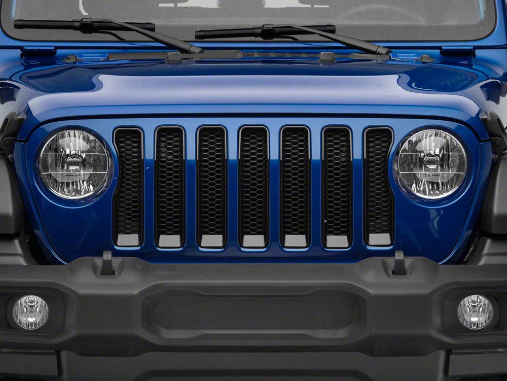 RedRock Front Grille Inserts; Black (18-23 Jeep Wrangler JL Sport w/o TrailCam)