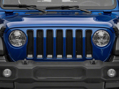 RedRock Front Grille Inserts; Black (18-23 Jeep Wrangler JL Sport w/o TrailCam)
