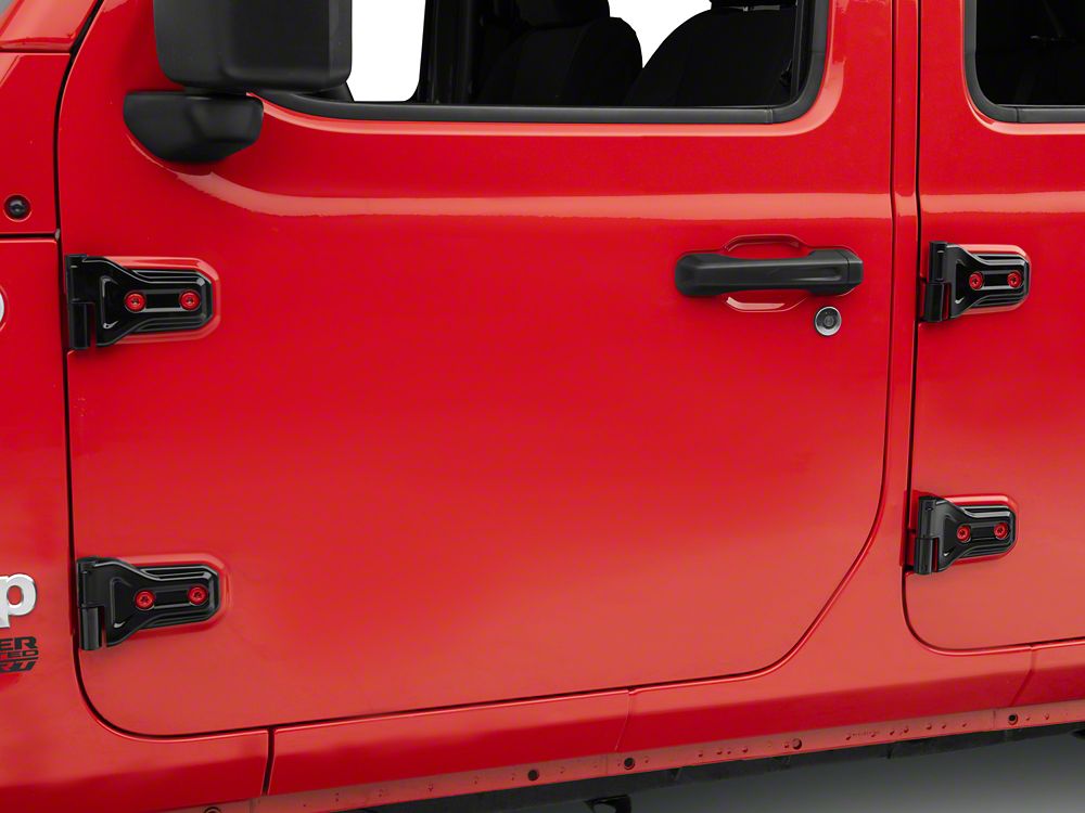 RedRock Exterior Door Hinge Covers; Black (18-25 Jeep Wrangler JL)