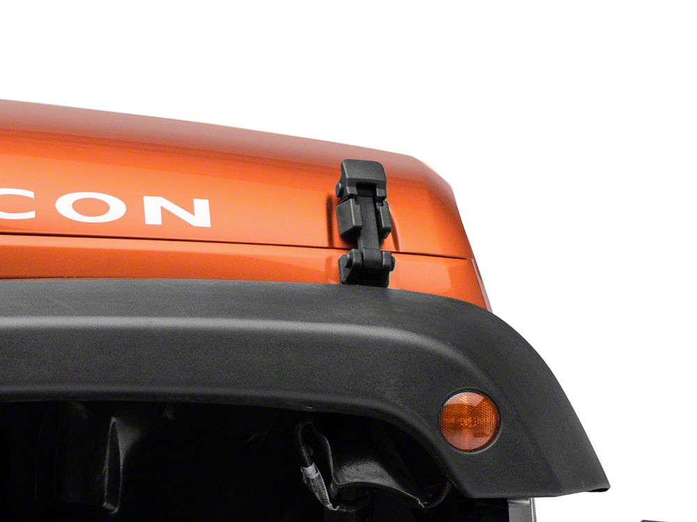RedRock Hood Catch Kit; Black (07-18 Jeep Wrangler JK)