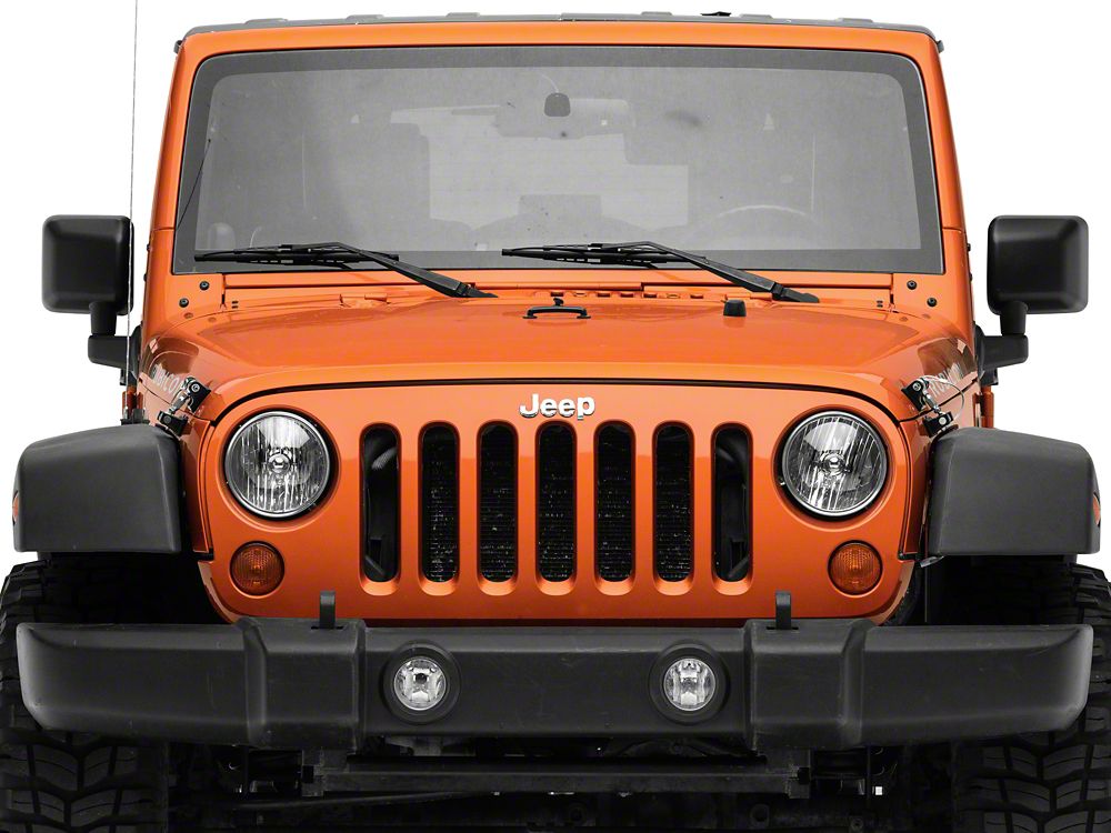 RedRock Hood Catch Kit; Black Aluminum (07-18 Jeep Wrangler JK)