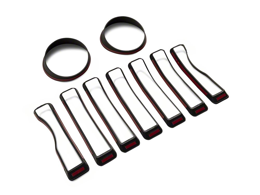 RedRock Headlight Trim and Grille Insert Kit; Matte Black (18-23 Jeep Wrangler JL Sport w/o TrailCam)