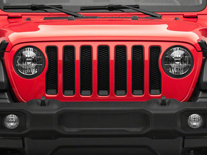 RedRock Headlight Trim and Grille Insert Kit; Matte Black (18-23 Jeep Wrangler JL Sport w/o TrailCam)