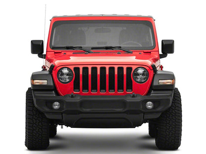 RedRock Headlight Trim and Grille Insert Kit; Matte Black (18-23 Jeep Wrangler JL Sport w/o TrailCam)