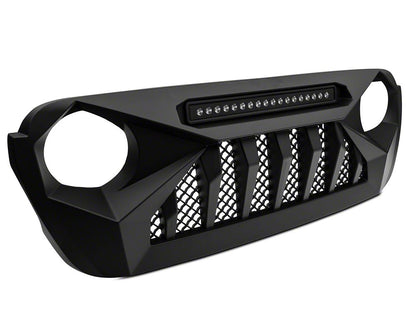 RedRock Diamond Eye Grille with LED Light Bar (18-25 Jeep Wrangler JL w/o TrailCam)