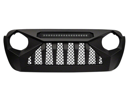 RedRock Diamond Eye Grille with LED Light Bar (18-25 Jeep Wrangler JL w/o TrailCam)
