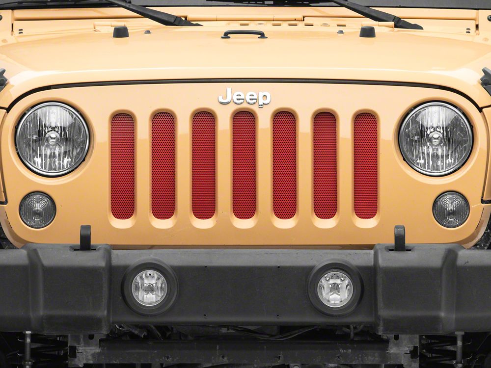 RedRock Aluminim Grille Mesh Insert; Red (07-18 Jeep Wrangler JK)
