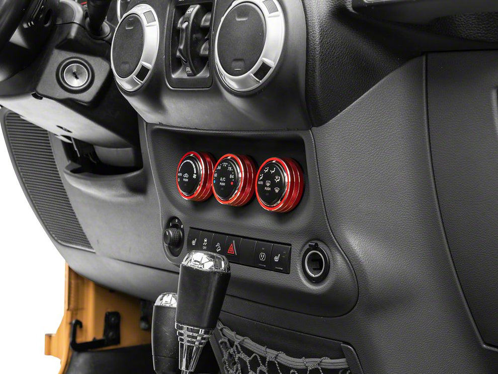 RedRock Alterum Series Billet Aluminum HVAC Control Bezels; Red (11-18 ...