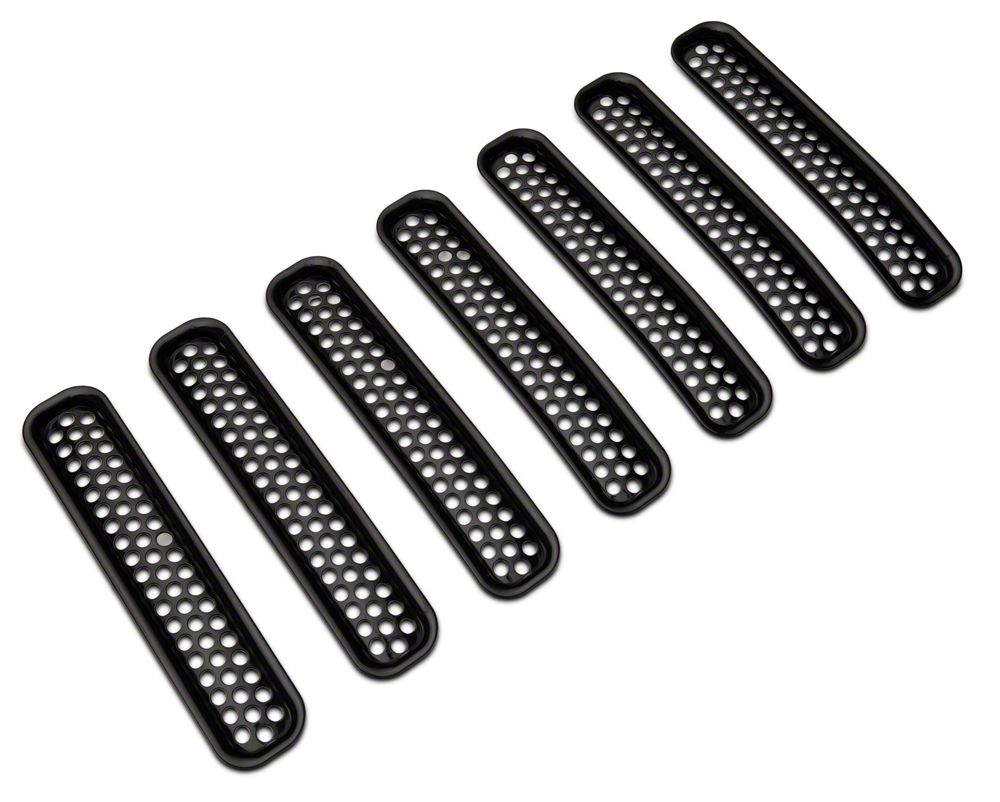 RedRock Grille Inserts; Gloss Black (97-06 Jeep Wrangler TJ)