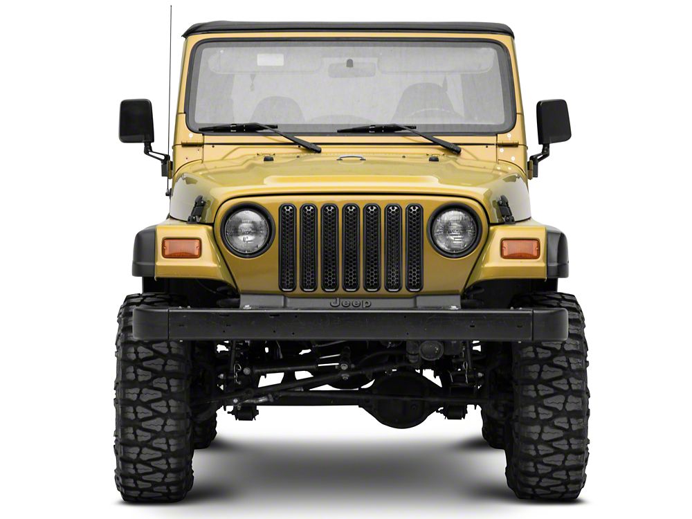 RedRock Grille Inserts; Gloss Black (97-06 Jeep Wrangler TJ)