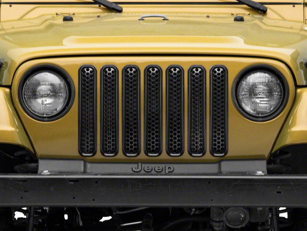 RedRock Grille Inserts; Gloss Black (97-06 Jeep Wrangler TJ)