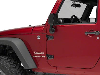 RedRock Door Hinges; Black (07-18 Jeep Wrangler JK 2-Door)