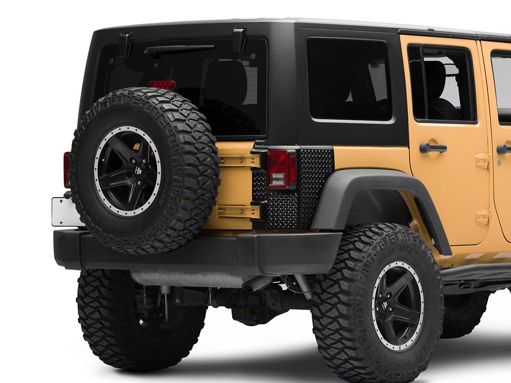 RedRock Plastic Rear Quarter Panel Body Armor Kit; Black (07-18 Jeep Wrangler JK 4-Door)