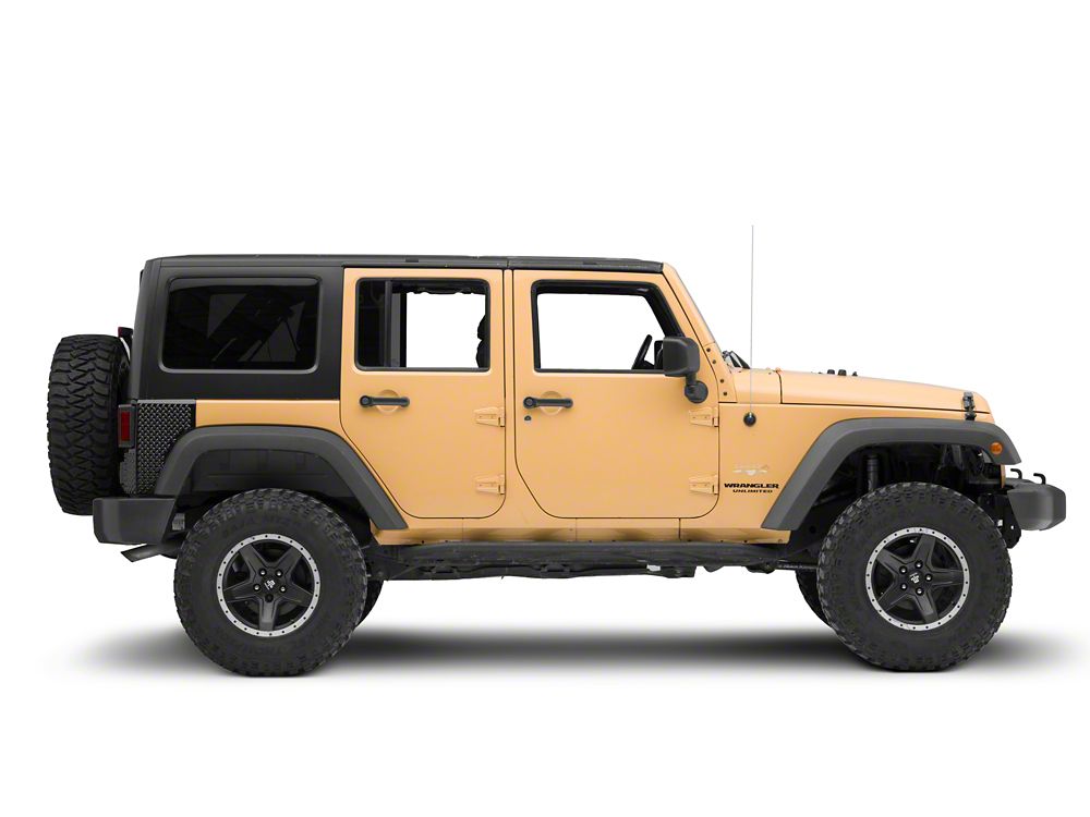 RedRock Plastic Rear Quarter Panel Body Armor Kit; Black (07-18 Jeep Wrangler JK 4-Door)