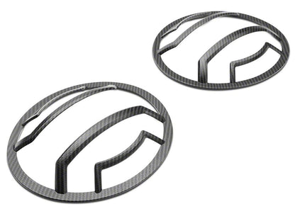 RedRock Euro Style Headlight Guards; Carbon Fiber Look (18-25 Jeep Wrangler JL)