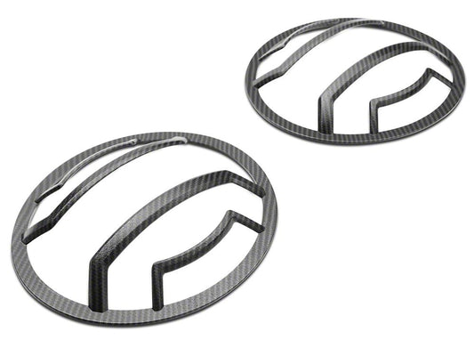 RedRock Euro Style Headlight Guards; Carbon Fiber Look (18-25 Jeep Wrangler JL)