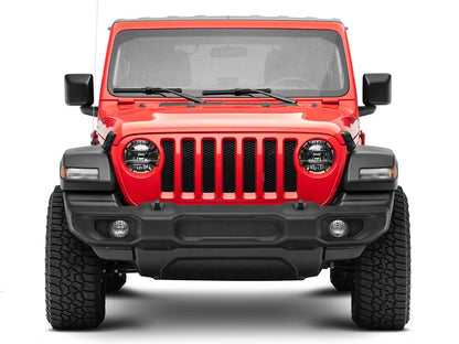RedRock Euro Style Headlight Guards; Carbon Fiber Look (18-25 Jeep Wrangler JL)