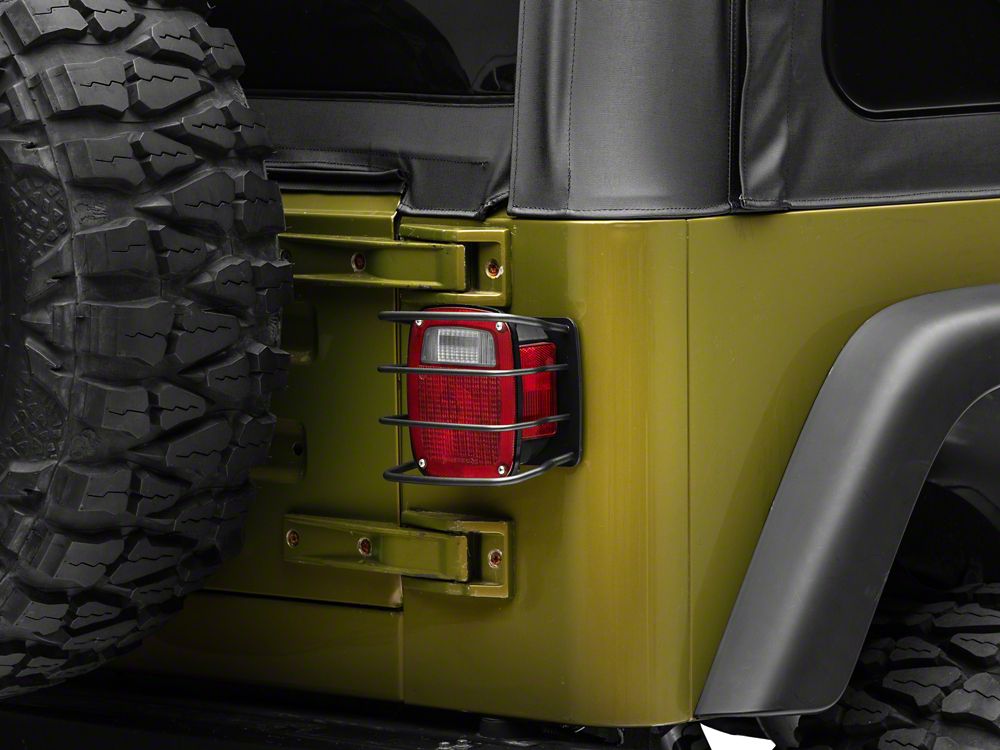 RedRock Euro Tail Light Guards; Black (87-06 Jeep Wrangler YJ & TJ)